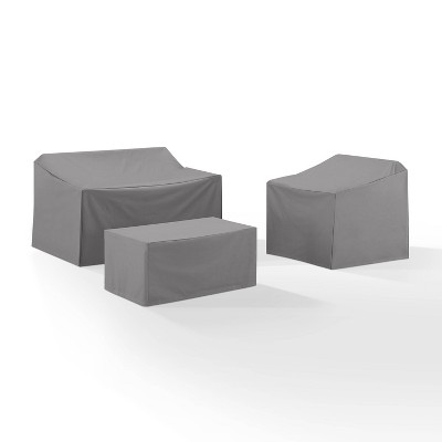 Heavy Duty Dark Gray Vinyl 3-Piece Outdoor Furniture Cover Set