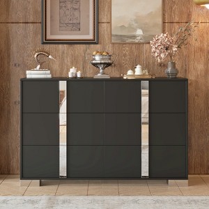 APRILSOUL47.20"Elegant Modern Dresser with Metal Handle, Mirrored Storage Cabinet with 6 Drawers - 1 of 4