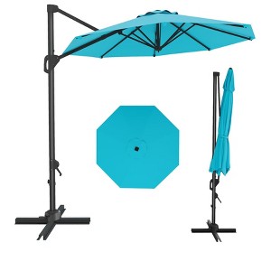 10FT Outdoor Cantilever Umbrella Patio Umbrella Market Sun Shade Windproof Offset Umbrella with 360-Degree Rotation for Garden Pool - 1 of 4