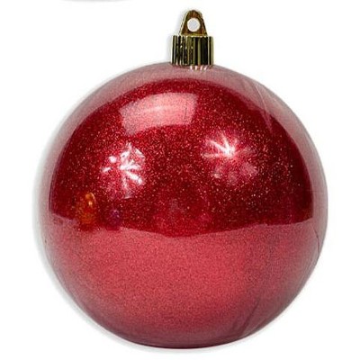 Red Sparkle Shatterproof Plastic 4" Round Ornaments Set