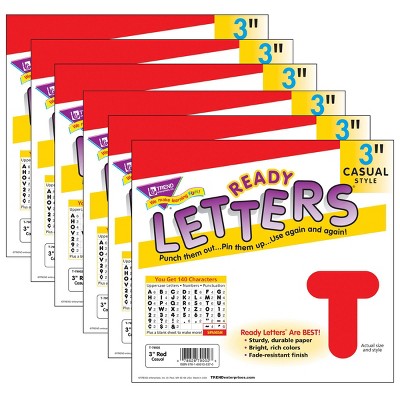 6pk 3" Casual Uppercase Ready Letters Red - TREND