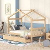 CAVINAS Twin/Full Size House Bed Frame with Drawers,Solid Wood Floor Bed for Kids Room,Bedroom - 2 of 4