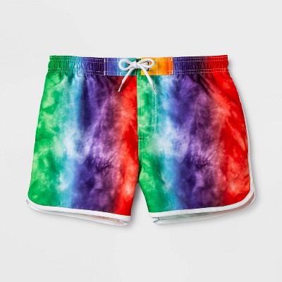 Pride Gender Inclusive Adult 4'' Tie-Dye Rainbow Swim Trunks - XS