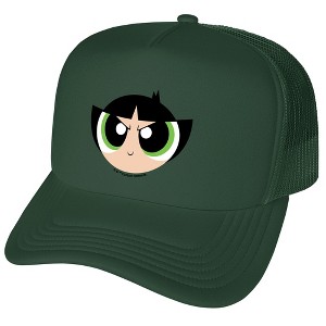 The Powerpuff Girls Buttercup Head Foam Trucker Cap Hunter Green - 1 of 4