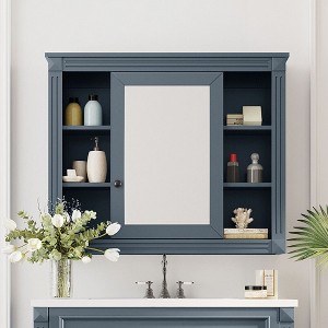 NicBex Wall Mounted Bathroom Storage Cabinet,35'' x28'' Medicine Cabinet with 6 Open Shelves and Mirror,Bathroom Storage Cabinet for Bathroom - 1 of 4