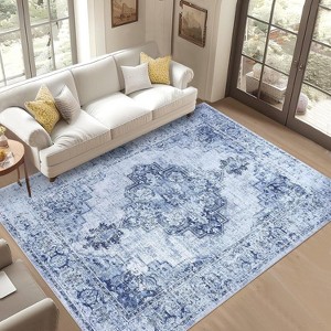 coucheta Area Rugs for Living Room Washable, Soft Vintage Large Neutral Bedroom Rugs, Boho Farmhouse Low Pile Non-Slip Indoor Carpet Rugs for Dining - 1 of 4
