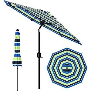 9FT Outdoor Patio Umbrella, 8-Rib Steel Frame with Smooth Crank & Tilt, UV-Blocking Waterproof Canopy for Tables & Poolside - 1 of 4