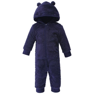 Hudson Baby Infant Boys Fleece Jumpsuits, Coveralls, and Playsuits 1pk, Navy Bear