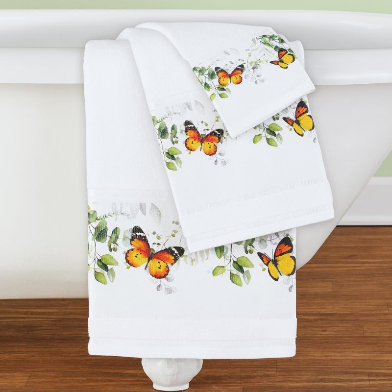 Collections Etc Beautiful Botanical Butterfly 3-Piece Bath Towel Set, 2 of 4