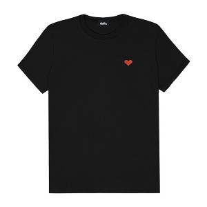 Dalix Pixel Heart Embroidered Lightweight Relaxed Jersey Tee Summer Cute Love Womens - 1 of 4
