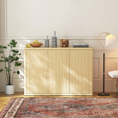 46.7" Sideboard Buffet Cabinet, Fluted Entryway Coffee Bar Cabinet, Media Console Table, Wooden Floor Cupboard Cabinet for Kitchen Living Room