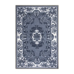 Classic Traditional Ornamental Floral Scroll Border Indoor Runner or Area Rug by Blue Nile Mills - 1 of 4