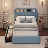 Bed Frame with Storage Headboard, Girls Bed Frame with 2 Drawers, Boucle Upholstered Platform Bed with Bookcase - 2 of 3