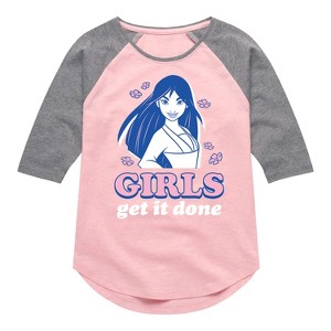 Girls' - Disney Princess - Girls Get It Done Shirt Tail Raglan Graphic T-shirt - 1 of 4