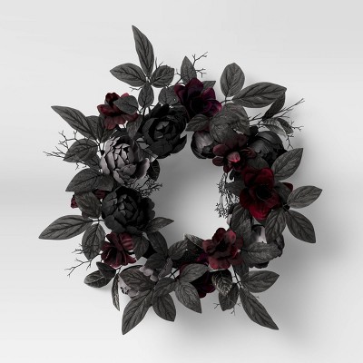 18" Artificial Floral Wreath Black - Threshold™