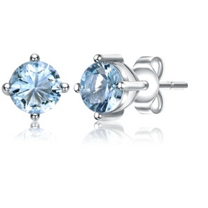 Guili Baby/Kids Sterling Silver Cubic Zirconia Earrings for a Sparkling Look - Colors: Red, Purple, Clear, Blue, Green, White, Yellow. - 1 of 3