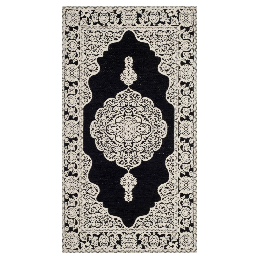 Black/Ivory Abstract Woven Accent Rug
