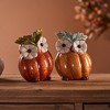 Melrose Terracotta Pumpkin Owl Figurine (Set of 2) - 3 of 4