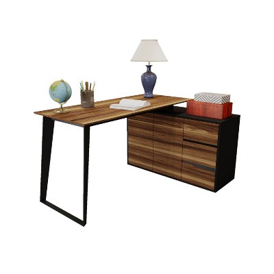 FUFU&GAGA L Shaped Office Desk with Drawers Corner Computer Table