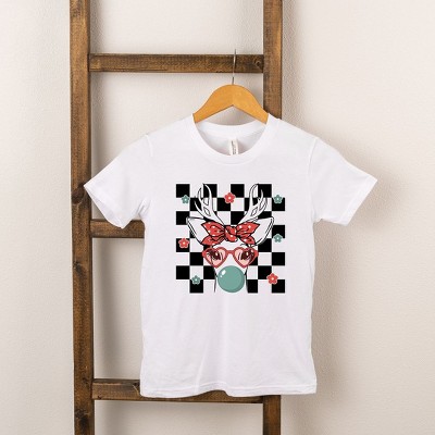 The Juniper Shop Checkered Reindeer Toddler Short Sleeve Tee