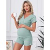 INSPIRE CHIC Maternity Modal Pajama Sets Short Sleeves Nursing Clothes Postpartum Loungewear Set Breastfeeding Tops & Shorts - 2 of 4