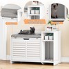 Garvee Modern Cat Litter Box Enclosure Wood Litter Box Enclosure with Top Opening and Cushion Hidden Cat Litter Box Resistant from Scratching and Odor - 2 of 4
