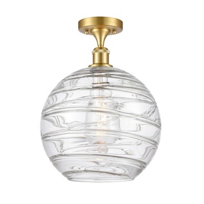 Athens Deco Swirl - 1 Light Semi-Flush Mount In Industrial Style-17 Inches Tall and 12 Inches Wide