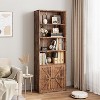 6-Tier Industrial Farmhouse Bookshelf with Sliding Barn Doors - 71.4" Tall, 4 Open Shelves + 2 Cabinets, Anti-Tip Kit, Retro Brown Finish - 3 of 4