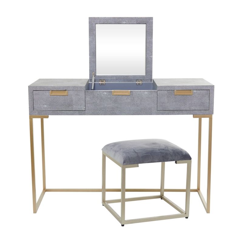 Contemporary Wood Console Table Dressing Table Desk with Mirror and Stool Set - Olivia & May, 1 of 10
