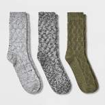 Men's Marl Casual Cozy Socks 3pk - Goodfellow & Co™ Gray/Green 6-12