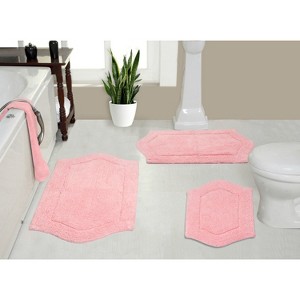 Waterford Collection Tufted Bath Rug, Extra Soft and Absorbent, Non-Slip Bath Mats, Machine Washable bath rugs for Bathroom, 3 Piece Set, Pink - 1 of 4