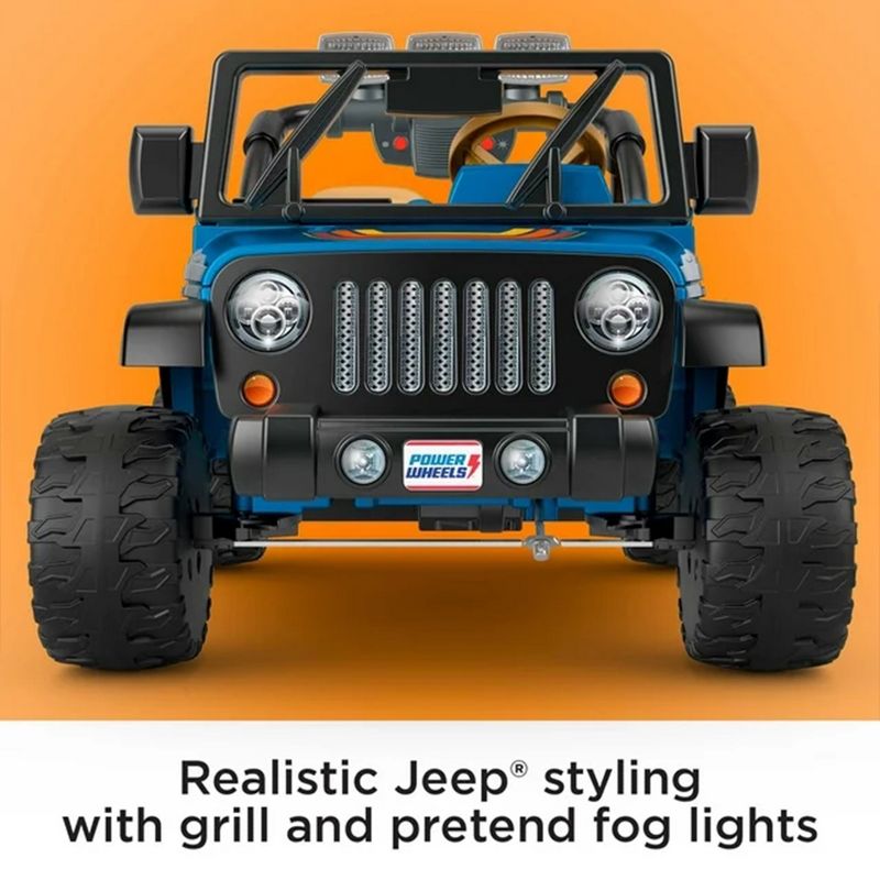 Fisher-Price Power Wheels 2 Seater Battery Operated Retro Jeep Wrangler Ride On Vehicle Toy Car with Working Lights, Pretend Radio, and Storage, 5 of 8