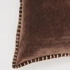 TopComfy Support Pillow Stonewashed Cotton Velvet Throw Pillow with Handstitched Edges for Elegant Decor, Brown, 19"*19"*1" - 3 of 4