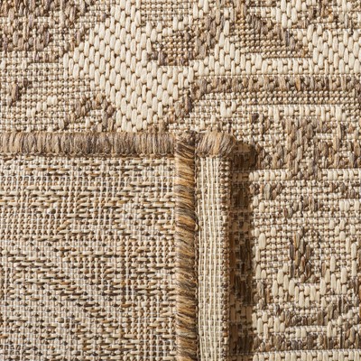 Cream and Beige Synthetic Medallion Runner Rug, 2'2" x 12'