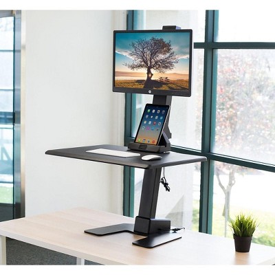 ElectraLift 28" Motorized Standing Desk Converter with Full Motion Monitor Mount