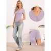 INSPIRE CHIC Women's Short Sleeve V Neck Button Summer Causal Ribbed Henley Tops - 2 of 4