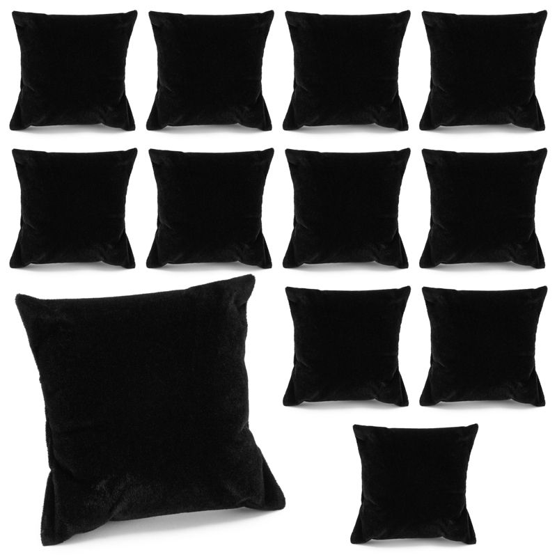 Juvale 12 Pack Velvet Bracelet Cushion Pillows for Watches and Bangles, Jewelry Display for Selling, Black, 3 x 3 In, 1 of 9