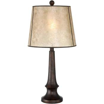 Franklin Iron Works Naomi Industrial Rustic Table Lamp 25" High Bronze with USB Charging Port Mica Shade for Bedroom Living Room Bedside Office Desk