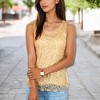 Anna-Kaci Women's Sleeveless Lace Overlay Top Floral Embroidered Design Elegant Scalloped Hem - 3 of 4