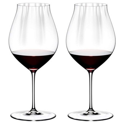 Riedel 29 Ounce Performance Pinot Noir Clear Crystal Wine Glass Set for Light Bodied Wines with Microfiber Polishing Cloth, (2 Pack)