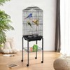 Multi-Level Rolling Bird Cage with Storage Shelf, 59.8" Metal Parrot Cage, 4 Access Doors, Removable Tray, Perches, Food Bowls, Detachable Stand - 2 of 4