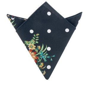 Elerevyo Men's Floral Print Soft Wedding Party Pocket Squares 1 Pcs 11.8"×11.8" - 1 of 4