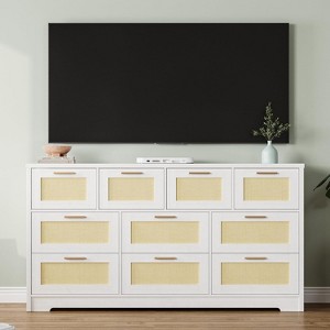 coucheta Rattan Dresser for Bedroom with 10 Drawer, 59" Wide Modern Chest of Drawers with Metal Handle, Large Wooden TV Stand for Living Room - 1 of 4