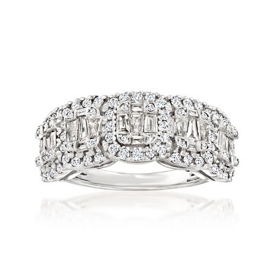 Ross-Simons 1.00 ct. t.w. Round and Baguette Diamond Ring in Sterling Silver