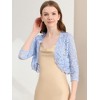 INSPIRE CHIC Women's Elegant 3/4 Sleeve Sheer Floral Lace Open Front Crop Shrug - 3 of 4