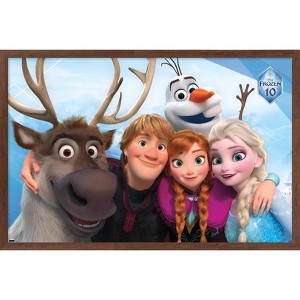Trends International Disney Frozen - Group 10th Anniversary Framed Wall Poster Prints - 1 of 4