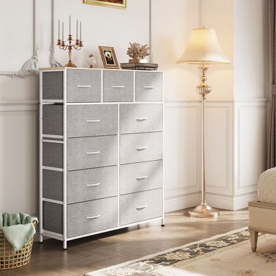 GALAXHERO 11-Drawer Tall Fabric Dresser Storage Tower with Steel Frame and Wood Top, Chest of Drawers Organizer Unit for Bedroom, Closet, Hallway