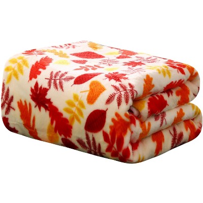 Noble House Super Cozy and Comfy Microplush Throw Blanket 50" x 60" - Autumn Leaves