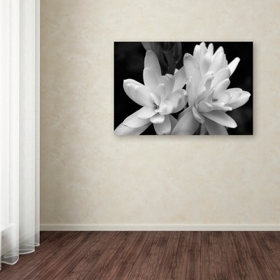 Tuber Rose Black and White Canvas Wall Art with Floater Frame