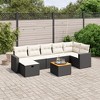 vidaXL 8 Piece Patio Sofa Set with Cushions Black and Cream Poly Rattan - 3x Middle 3x Corner Footrest Table - 2 of 4